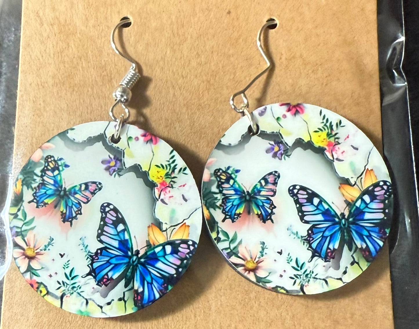 Round Earrings Butterflies