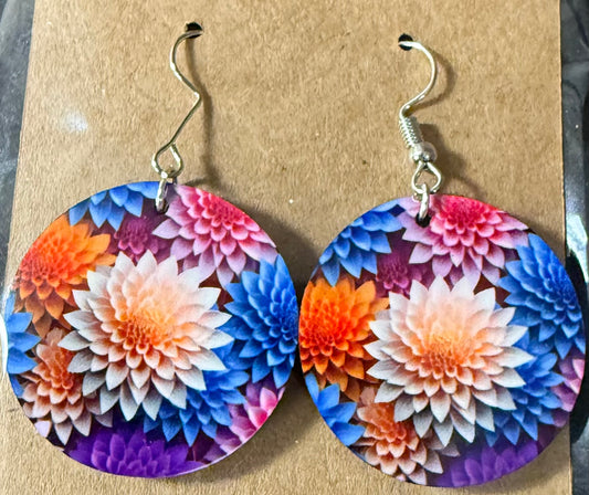 Round Earrings Floral