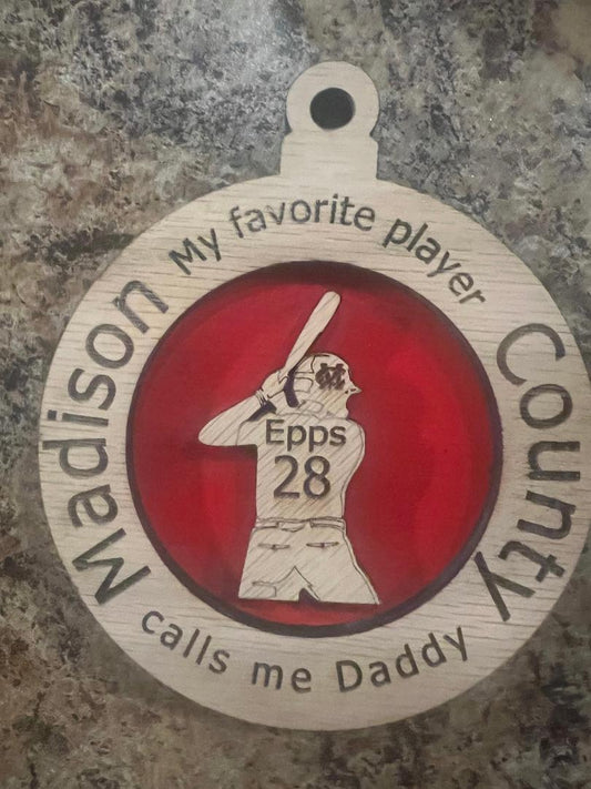 Madison County Baseball Player Christmas Ornament